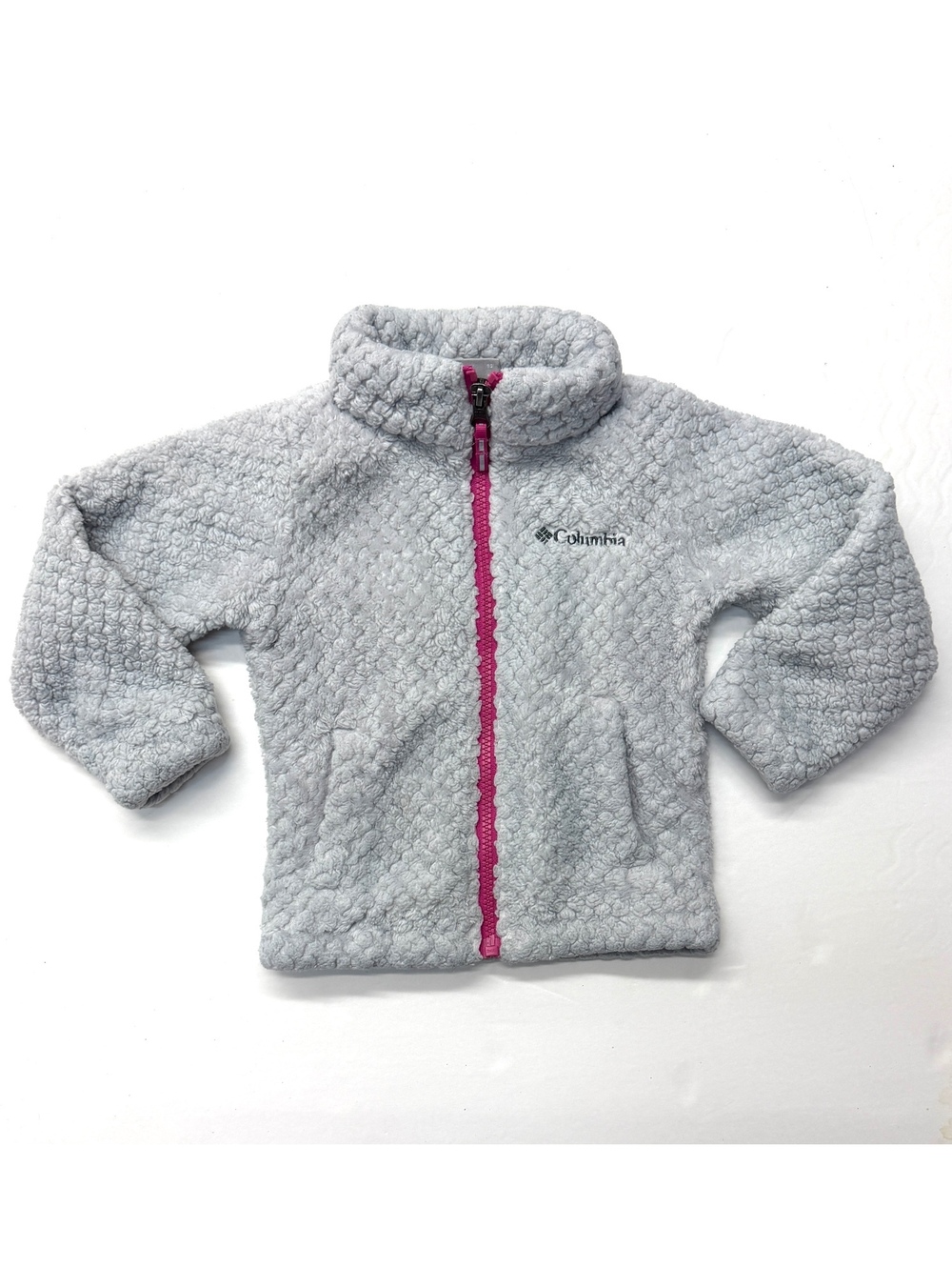 Columbia Kids Toddler Gray Fleece Zip Jacket Coat Pink Zipper 3T
